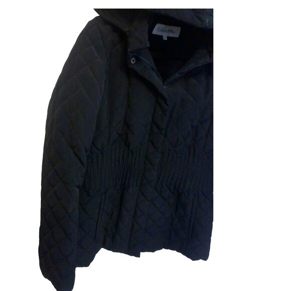 CALVIN KLEIN Black Hooded Quilted Puffer Style Jacket Coat Size Medium - Picture 2 of 9